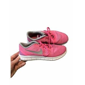 Nike Free RN (GS) Girl's Running Shoes Size 6Y Women's‎ Size 7.5 Pink Gray